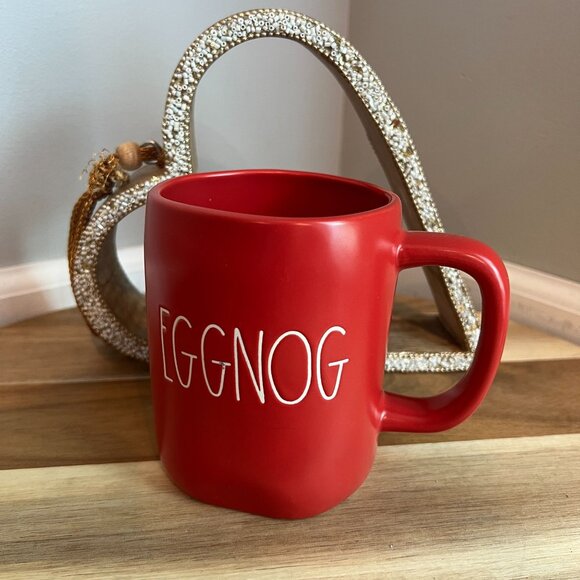 Rae Dunn CHRISTMAS Holiday Coffee Tea Mug EGGNOG Magenta 16z - Picture 1 of 7